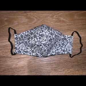 Adult Face Mask- Black, White Floral